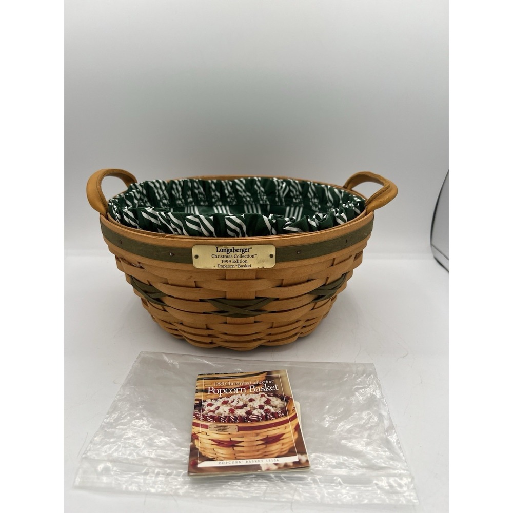 🎄 Longaberger 1999 Christmas Collection Popcorn Basket Combo – Green